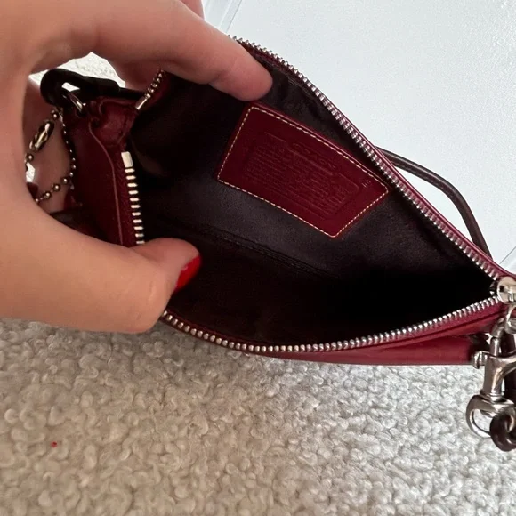 Coach Burgundy Leather Wristlet with Buckle - Picture 4 of 7